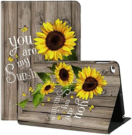 Hepix iPad Mini 4 Case Sunflower iPad Mini 5 Slučaj 2019. i 2015 za djevojke žene, drveni cvijet zrno punog