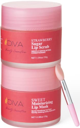 DIVA Sweet Dream jagoda šećer piling za usne i Sweet hidratantna maska za usne sa četkicom za usne,