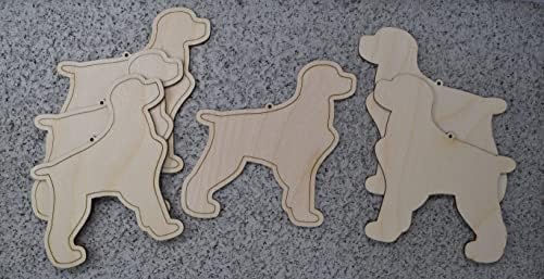 Set od 6 Bretanja španijela nedovršeni laserski rezani drveni oblik ukrasa za pse-napravljen