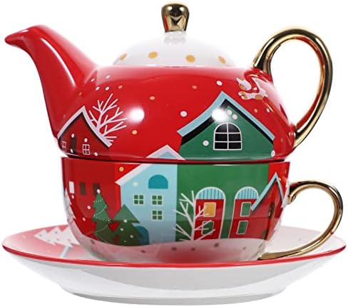 Cabilock ured 1 komplet keramičke čaše za čaše i kosure božićne poklone Christmas Tema Teapot Xmas Poklon Božićni