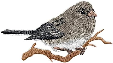 Iza vizije prilagođene ptice [Junco Bird] vezeno željezo na / sew flaster [5.7 w x 3]