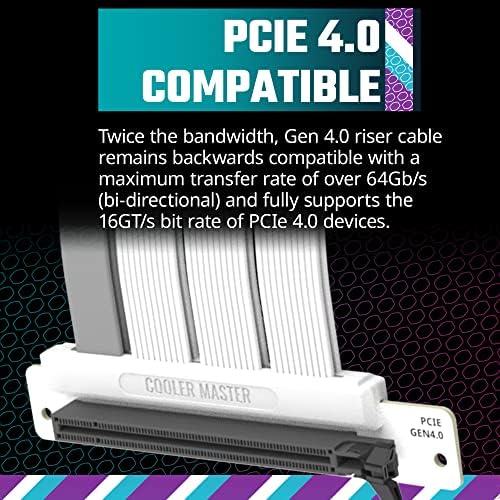Cooler Master MASTERACCESSORY kabl za podizanje PCIe 4.0 x16 300mm bijeli, PCIe 4.0 kompatibilan, EMI zaštićen