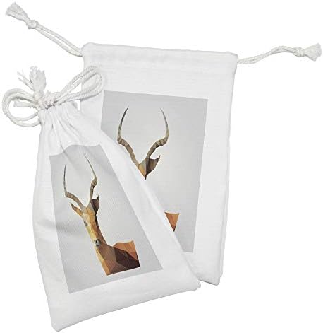 Ambesonne antilopska torbica torba od 2, moderna umjetnička grafika za životinje niskog poli stila na neutralnoj
