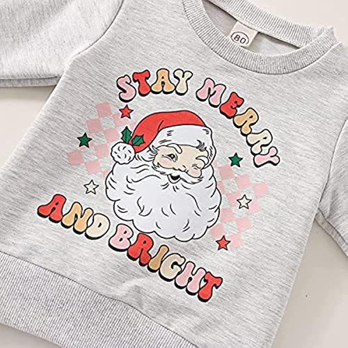 Božićna odjeća za dijete Djevojka ružičasta dugim rukavima s dugim rukavima Crewneck Pulover Xmas Santa košulja