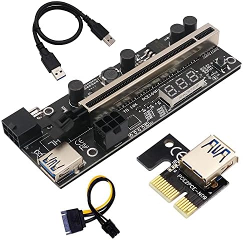 Riser Card PCIe Riser 1x do 16x grafički ekstenzije sa senzorom temperature za GPU rudarske ispravljačene