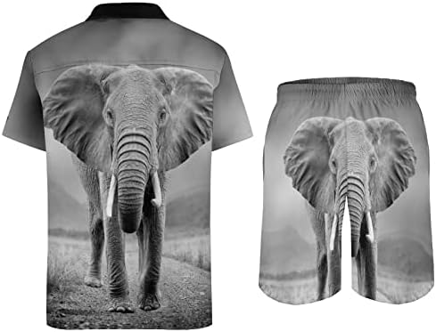 Afrički slon hodanje muških 2 komada plaže odijelo Havajski gumb niz majicu kratkih rukava i šorc