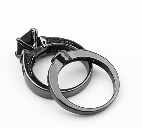 Crni Dijamantski Prsten Ljubav Svadbeni Prsten Vjenčani Prsten Kvadratni Crni Kameni Prsten Vjenčani Prsten