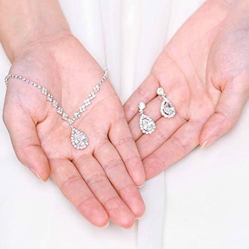 Aukmla Bride vjenčana Ogrlica Naušnice Set srebrni Rhinestones ogrlice Svadbeni kristalni nakit