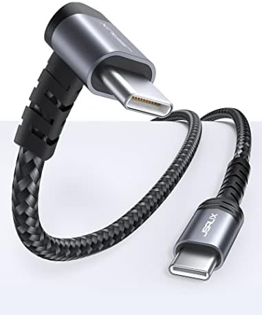 JSAUX 90 stepeni USB C do USB C kabl [10ft 2-Pack], 60W pod pravim uglom USB C do C Tip C kabl za brzo