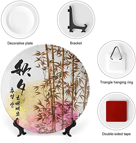 Ligutars keramička tablica, bambusova keramička viseća ukrasna ploča, bambusov slikanje sa japanskom