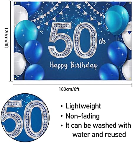 HAMIGAR 6x4ft Happy 50th Birthday Banner Backdrop-50 godina rođendanski ukrasi potrepštine za zabavu