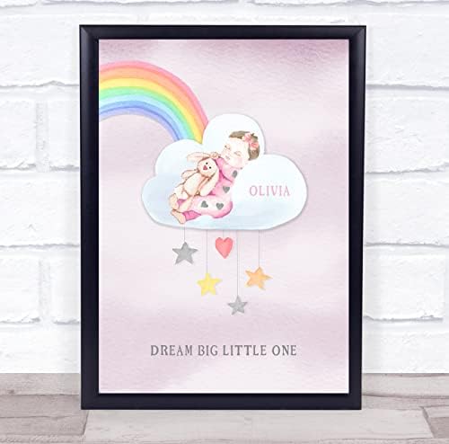 Rainbow Cloud djevojčica Pink Dream veliki mali jedan dječiji zidni umjetnički Print