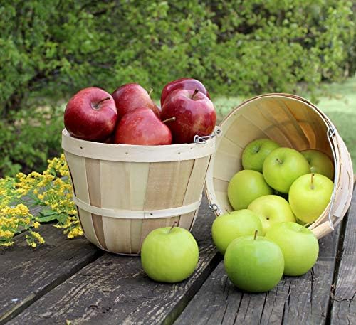 Kurnukopia okrugle drvene košare; Kašike voćnih voća sa drškom, kapacitetom 4 kvarca; 6,1 inčni visok