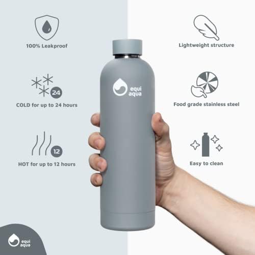 Equi aqua boce od nehrđajućeg čelika za teretanu, radu, putovanja, ured - jednostavne moderne boce vode sa