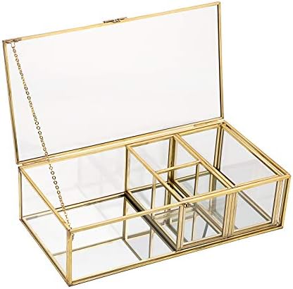 Hipiwe ogledalo staklo zadrže kutiju sa dva odvojiva unutarnji staklo - zlatni poklopac nakit nakita za pohranu