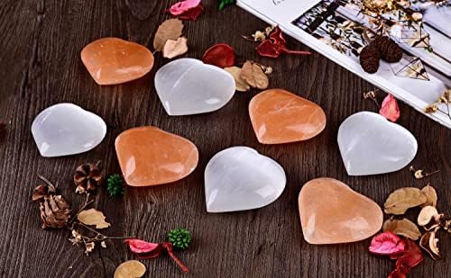 Cnyanfei 15pcs narančasto selenite srčani kamenje skupno 2.4 Peach Selenite kristalni palmi za srce
