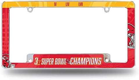 Rico Industries NFL Kansas City Chiefs 3 Time Super Bowl Champions 12 x 6 Chrome po cijelom okviru automobilskih