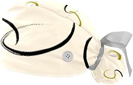 Luksuzna tekstura Radna kapa s gumbom i dumenicom, 2 pakovanja hirurške hirurške hirurške hirurške