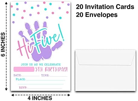Detiho 4 x 6 Pozivnice za pet rođendana sa kovertama - pet godina star / pet godina - 5. rođendan