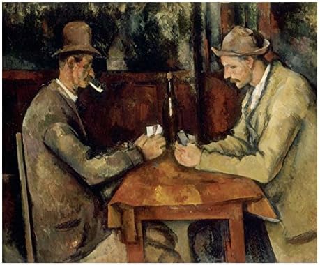 Alonline Art - Igrači sa karticama Paul Cezanne | Zlatna uokvirena slika tiskana na pamučnom