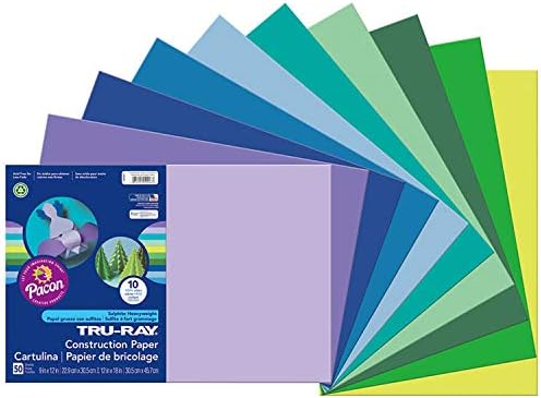 Tru-Ray Heavyweight Građevinski papir, hladne boje, 12 x 18, 50 listova