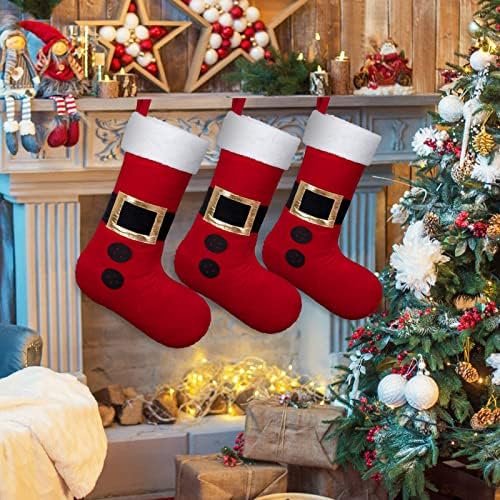 Anydesign 3 pakovanje Santa Claus Božićna čarapa Veliki 19 inčni Xmas Santa remen Viseći čarape