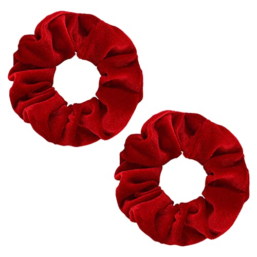 WLLHYF 2 kom crveni baršun za kosu Scrunchies velike veličine trake za kosu slatke uže elastične kravate
