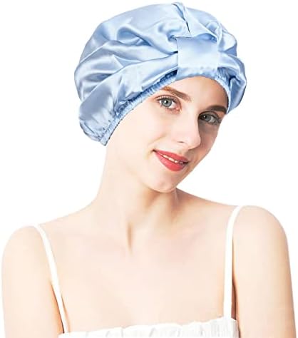 SportMusies mulberry svilena kapa za spavanje njegu kose elastična ruched noćna kapa za dugu kosu za satenski