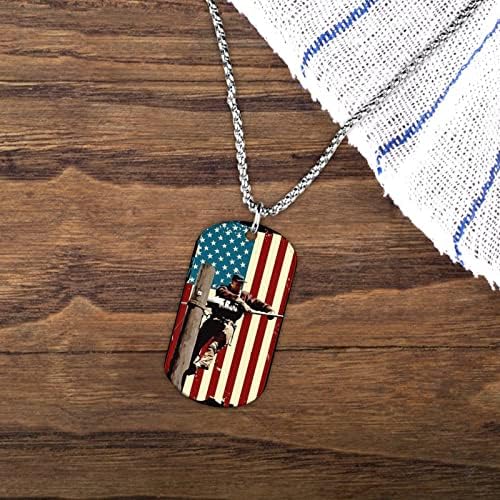 Lineman američka zastava Ženska ogrlica personalizirani privjesak podesiva dužina nakit za kućne