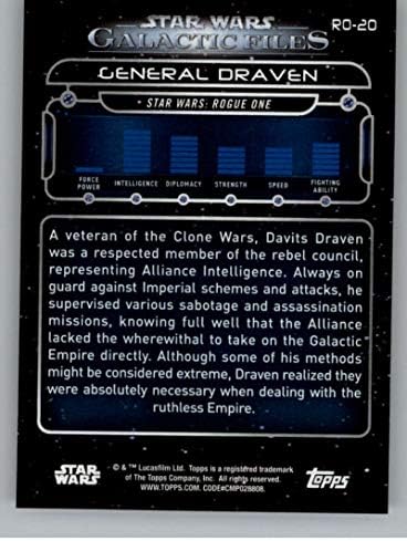 2018 TOPPS Star Wars Galaktičke datoteke RO-20 General Draven Rogue One službena trgovačka kartica
