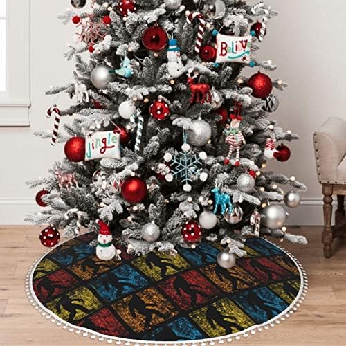 Suknja za božićnu drvcu sa pom trim retro-bigf-oot-verujem-vintage praznični Božićni ukrasi 48