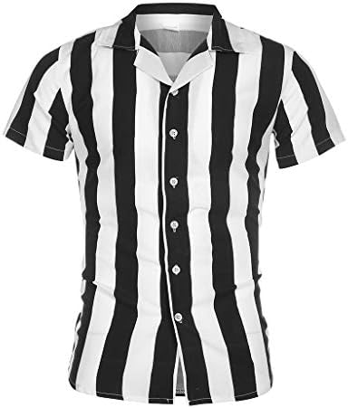 ICJJL muške osnovne vertikalne prugaste košulje s majicama raširene ovratnike V izrez Hipi majice