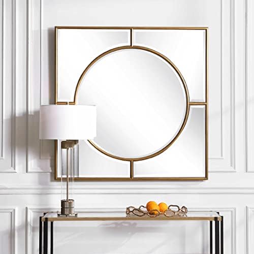 Krajnje 09673 Stanford savremeno četvrtasto zidno ogledalo od brušenog zlata, 1,75 x 48 x 48