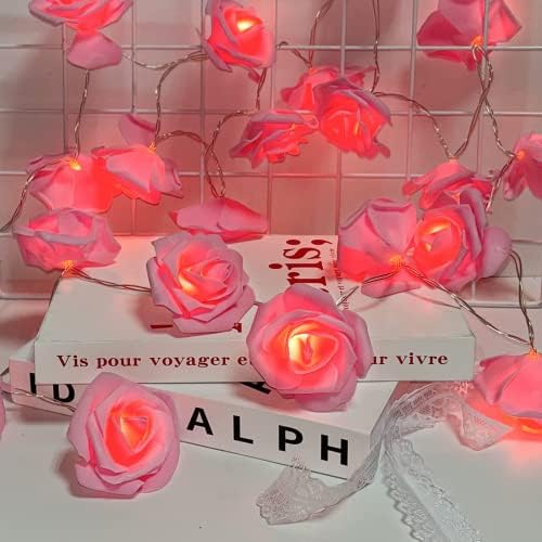 Vipmoon LED Pink Rose Flower Lights, 2m / 6.6 ft 20 LED Rose Wedding Lights baterijska svjetla