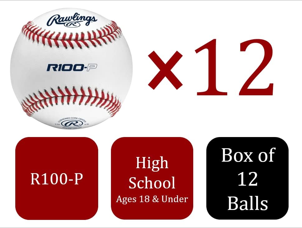 Rawlings / R100 - P Praksa Bejzbol Loptice | Collegiate | Srednja Škola | Omladina | Ravne/Podignute Opcije Šava