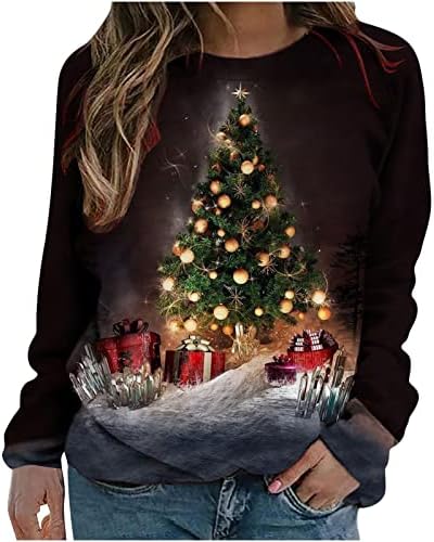 Božić Duks žene Sretan Božić vrhovi pahuljica čvrste Božić Tree pulover odmor kauzalna Oversized bluza