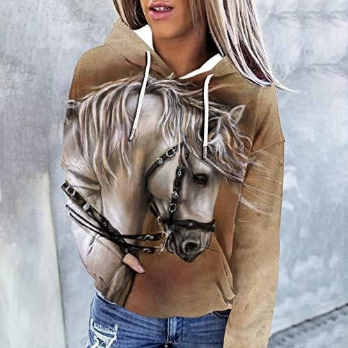 Ženska kapuljača TOP, ženske modne rešetke sa kapuljačom slatke grafičke kolekcije dukserice s kapuljačom pulover