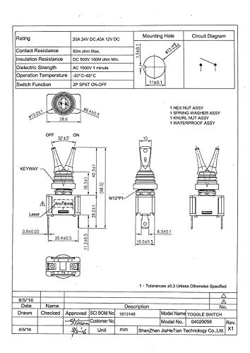 Jtron vodootporni prekidač preklopni prekidač za preklopke DC12V 40A / 24V 20A ON-OFF