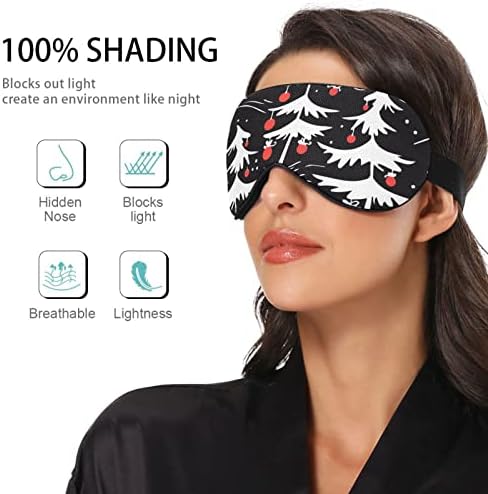 Unisex Sleep maska ​​za oči Božić-stablo-crno-poklon noćno spavaće maska ​​Komforno pokrivač hladova za spavanje