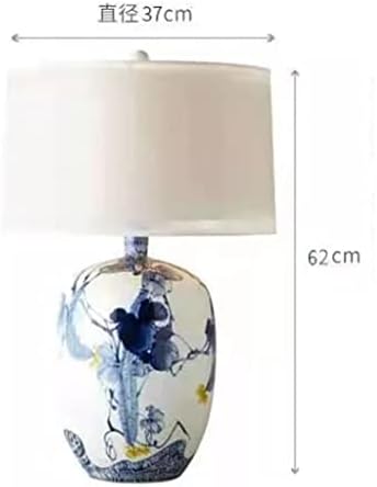 PQKDY Klasični spavaćih soba Nosač ručno oslikana plava i bijela porculanska stolna svjetiljka Dnevna