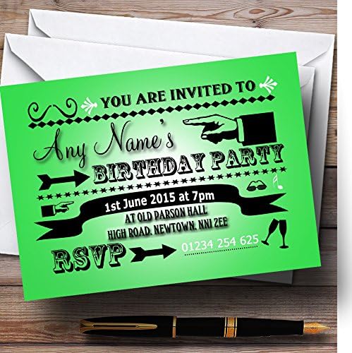 Kartica ZOO Lime zelena tipografija Word Art Vintage Personalizirani pozivnice za rođendan