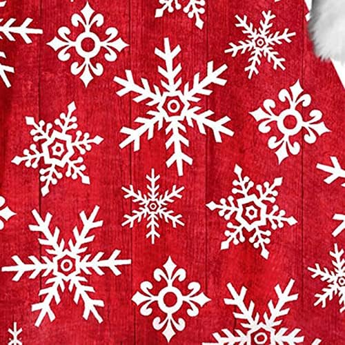 Božić Print Flare haljina za žene Fuzzy krzno V vrat Swing Holiday Party Dress Mrs Santa Claus