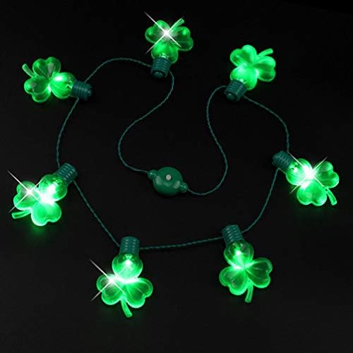 Amosfun LED žičare St. Patricks Dan Ogrlica sjaj u tamnoj ogrlici za irski dan Shamrock Užalište opskrbe Sjajne