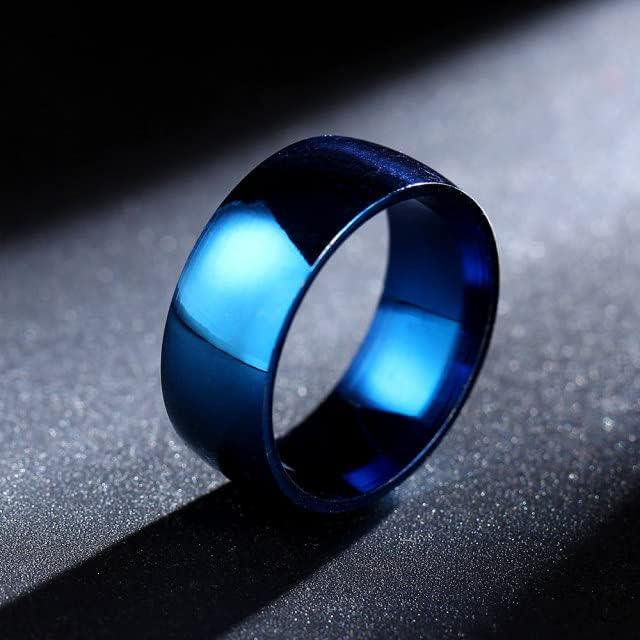 Koleso 8mm plavi prstenovi za muškarce i žene personalizirani prsten prilagodite prsten ugravirani prsten-75833