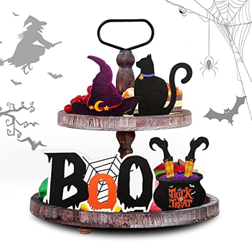4 komada za Halloween Relied dekor vještica HAT crna mačka viseći vještica nogalica ili tretirati boo drveni dekor