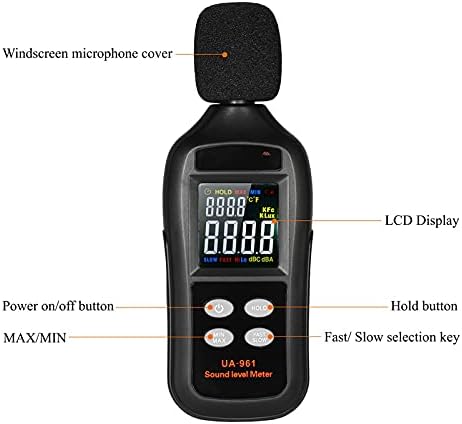 Jieseing digitalni mjerač zvuka LCD 35-135DB jačina zvuka za jačinu zvuka za mjerenje instrumenata za nadzor decibela