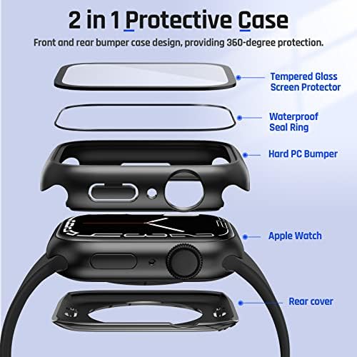 Goton 2 u 1 vodootporna futrola za Apple Watch seriju 8 & amp; Serija 7 45mm zaštitnik ekrana, 360