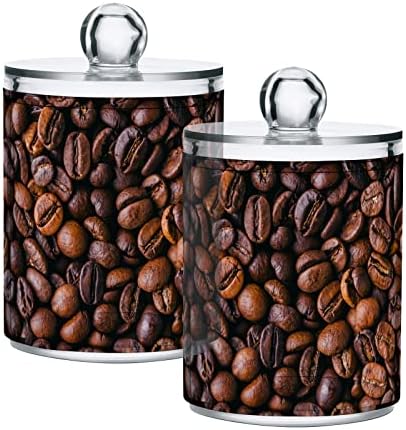 INNEWGOGO BROWN COFFE CALLS 2 PACK Pamuk Swab Holder Organizator Plastični pamučni jastučići limenke