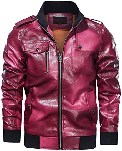 Maiyifu-GJ Men Vintage Umjetna kožna jakna PU zip Up Stand ovratnik Bomber Coat Retro lagani Slim Fit jakne vjetrovka
