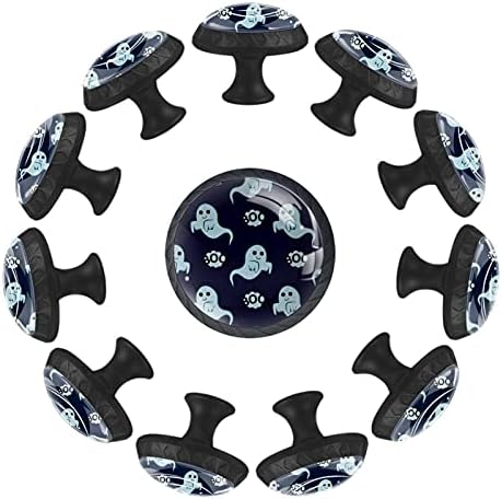 12 komada Halloween Kawaii bijeli duh stakleni gumbi za Komode, 1,37 x 1,10 u okruglim kuhinjskim ormarićima za